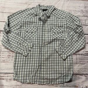Calvin Klein Kids Gray and White Checkered Button Down Shirt